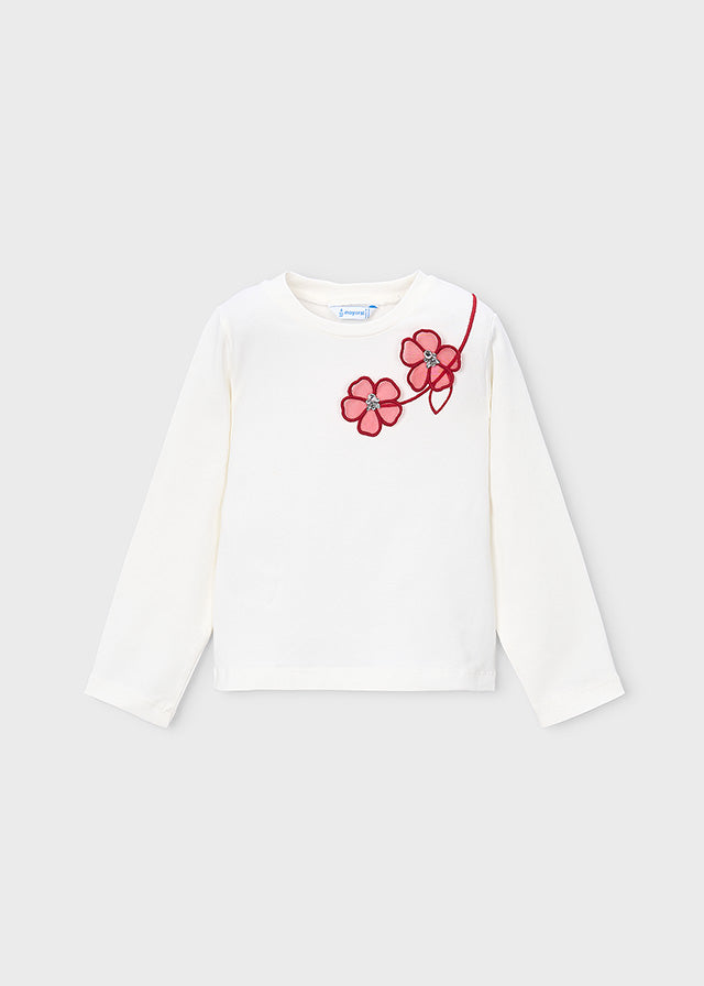 Camiseta m/comp. clássica - Crú-vermel