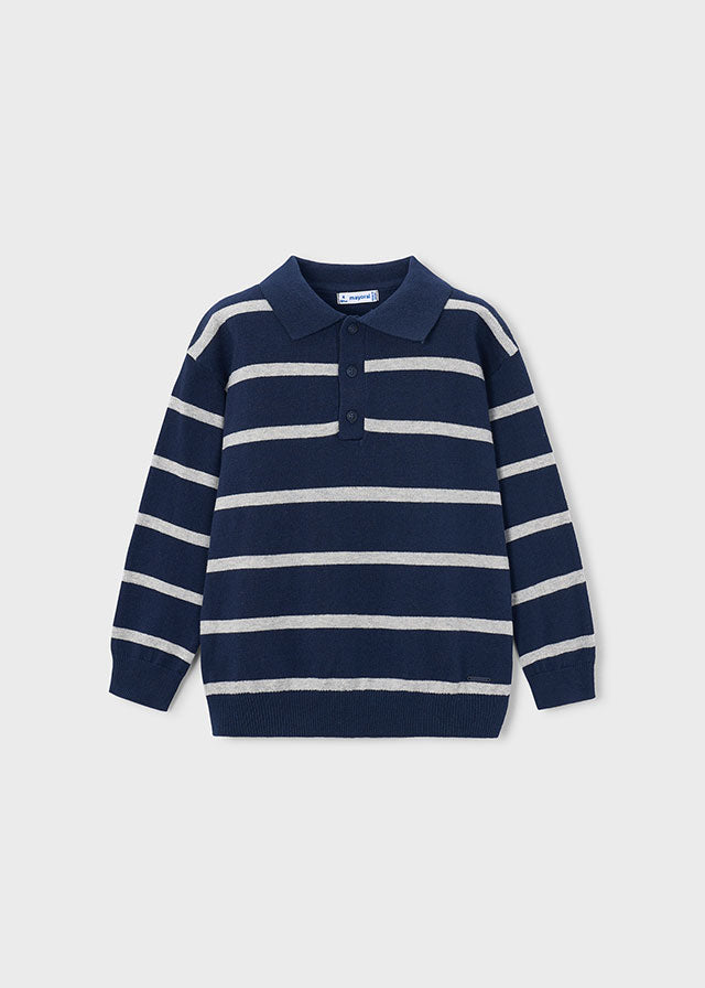 Polo m/comp. tricotosa - Azul