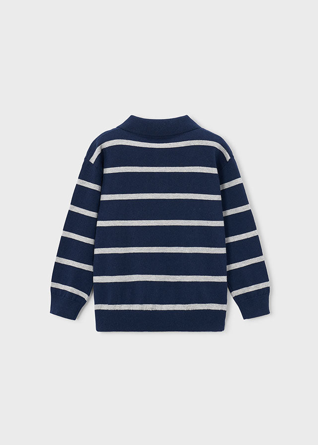 Polo m/comp. tricotosa - Azul