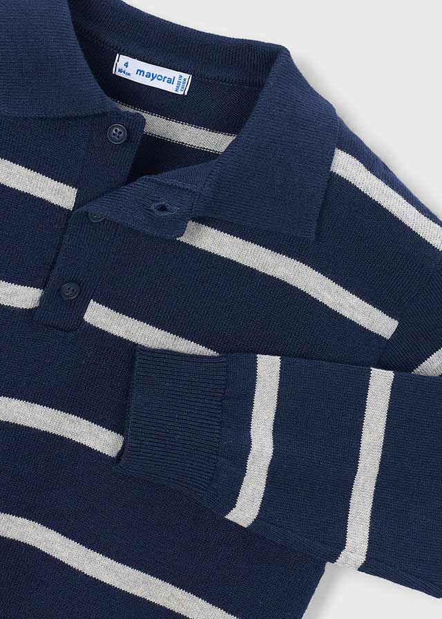 Polo m/comp. tricotosa - Azul