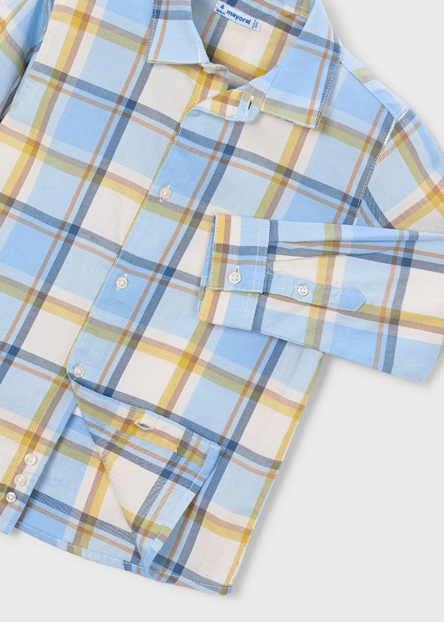Camisa m/comp.xadrez - Verde Azul