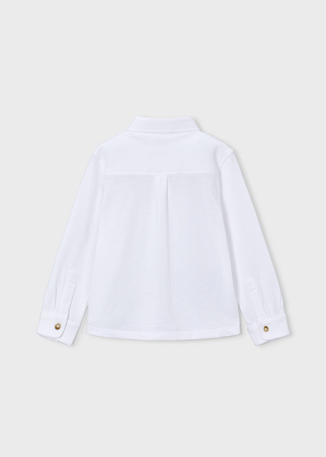 Camisa m/comp. piquê - Branco