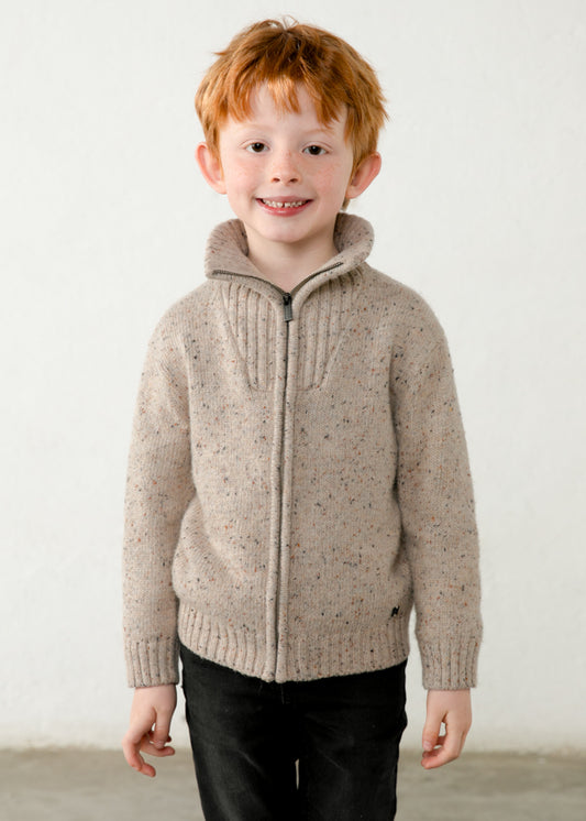 Casaco canguro s/capuz - Topo tweed