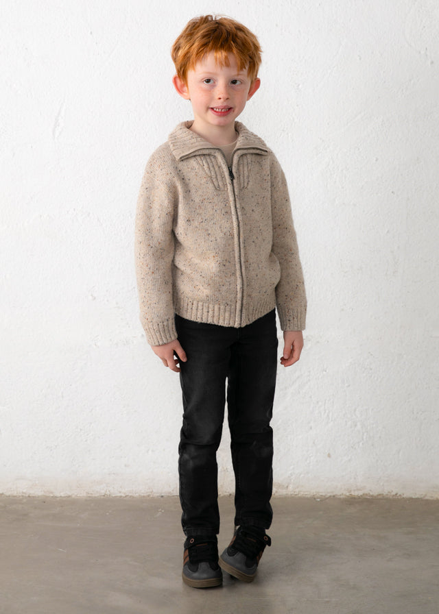 Casaco canguro s/capuz - Topo tweed