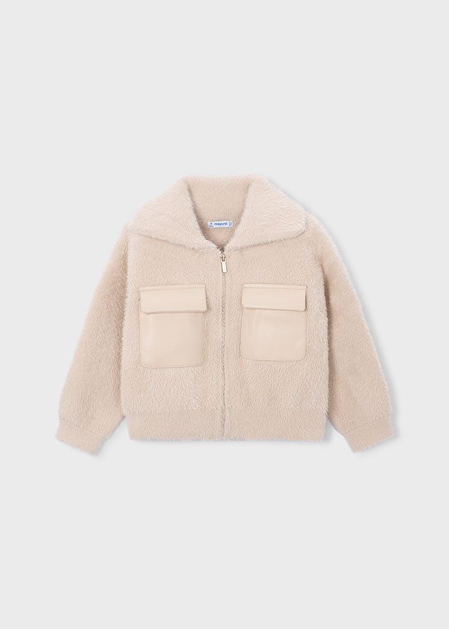 Casaco tricot pelo - Biscuit