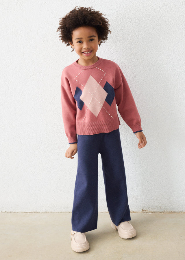 Conj. calça tricot - Rosa