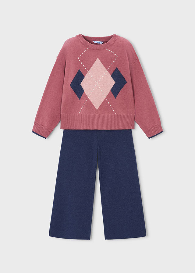 Conj. calça tricot - Rosa