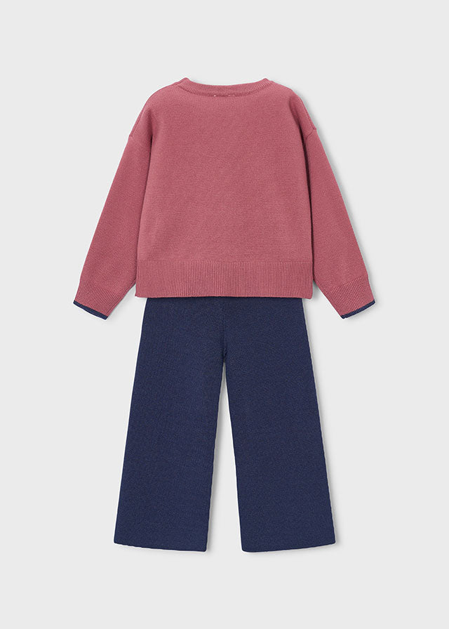 Conj. calça tricot - Rosa