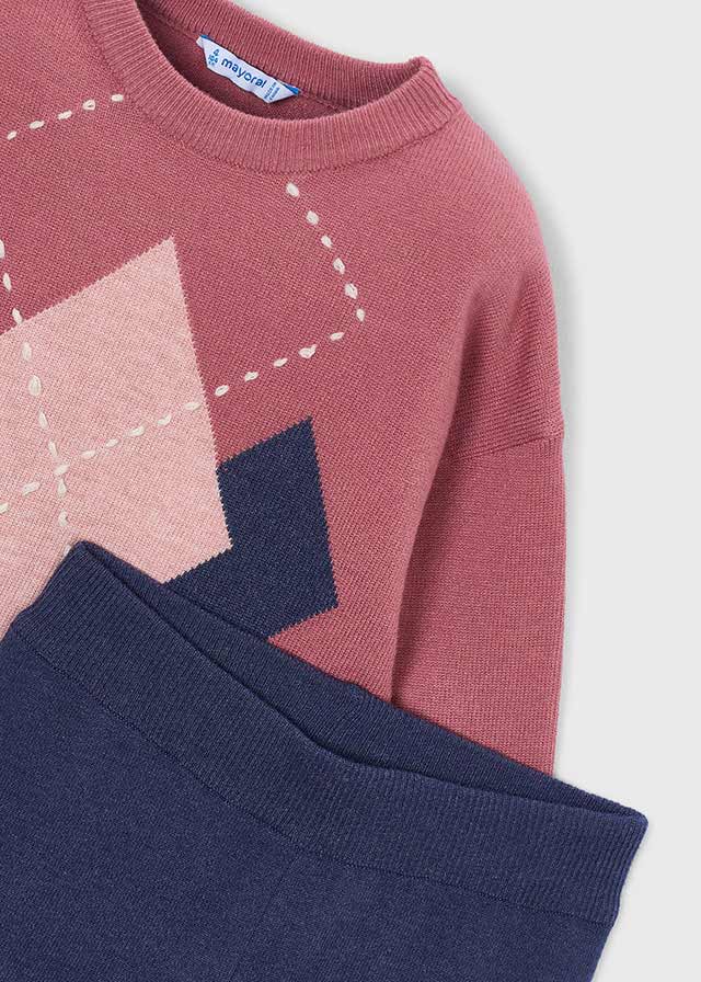 Conj. calça tricot - Rosa