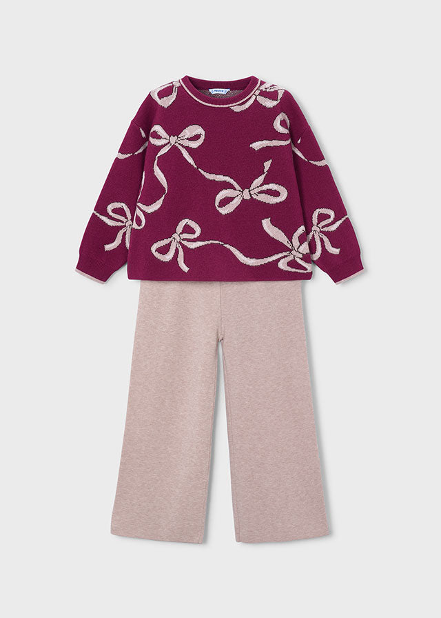 Conj. calça tricot - Framboesa