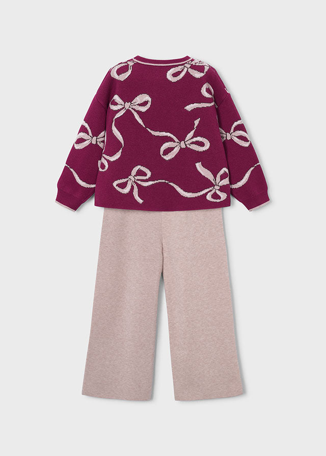 Conj. calça tricot - Framboesa