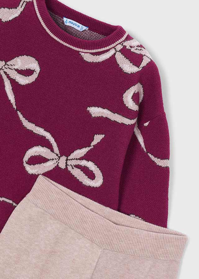 Conj. calça tricot - Framboesa