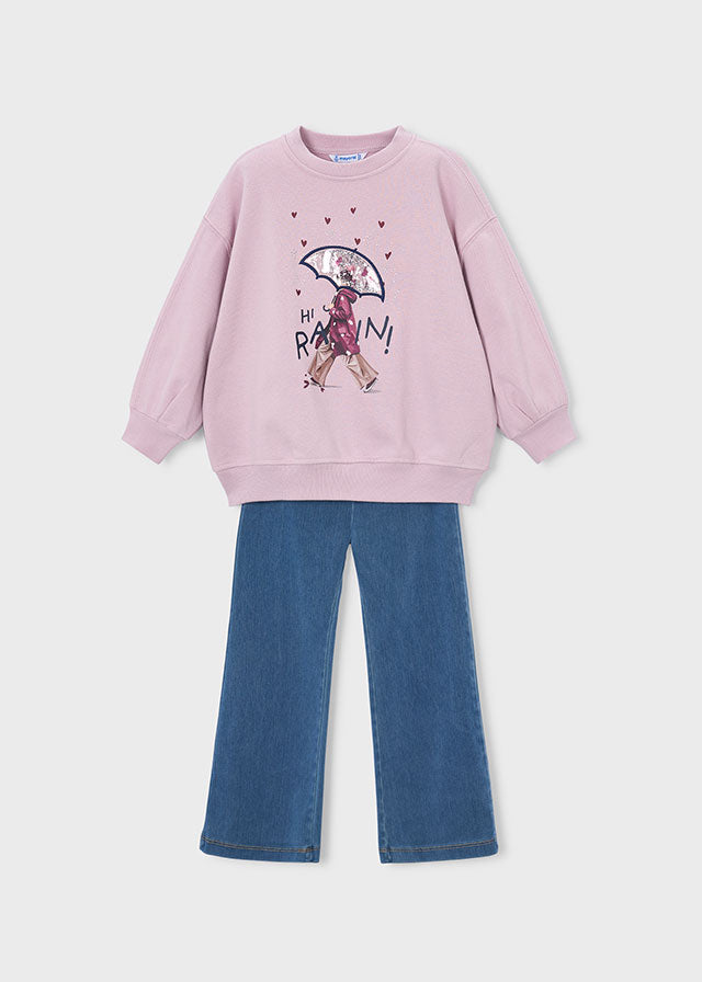 Conj. leggings flare - Rosa malva