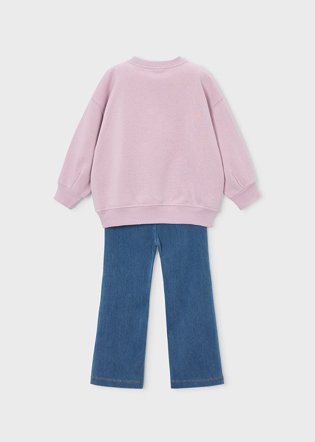 Conj. leggings flare - Rosa malva