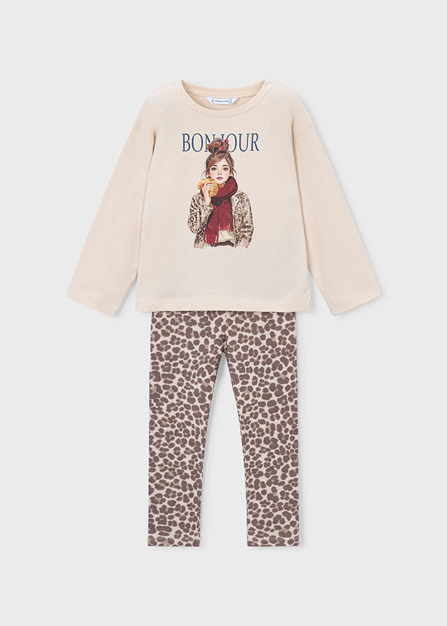 Conj. leggings estampadas - Castanha