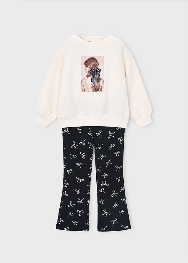 Conj. leggings felpa estampad - Preto