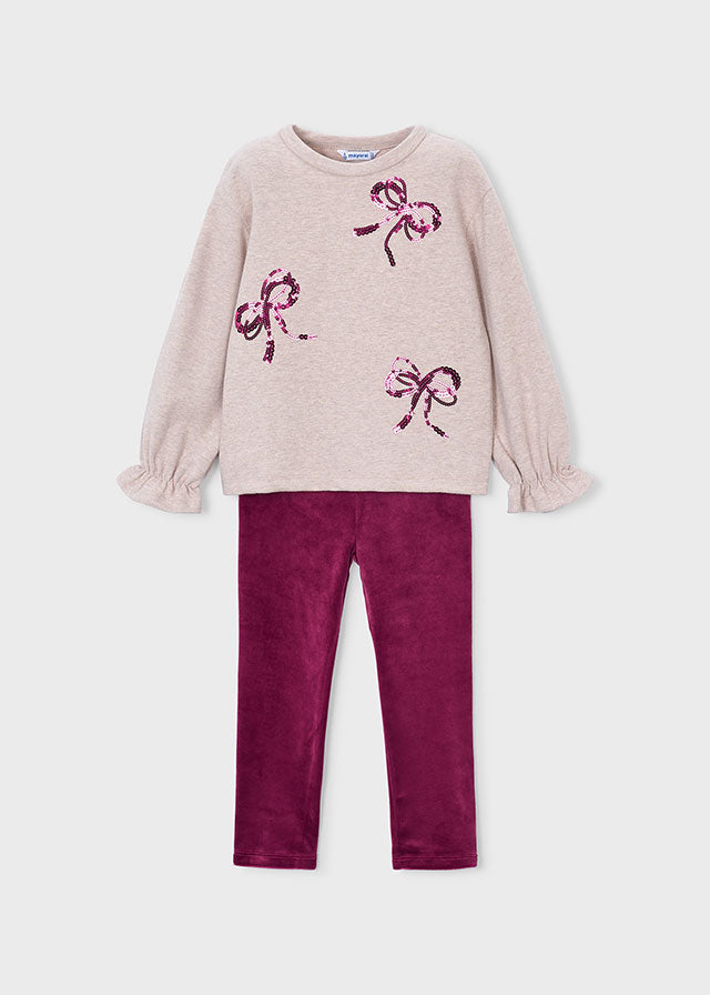 Conj. leggings laços - Framboesa