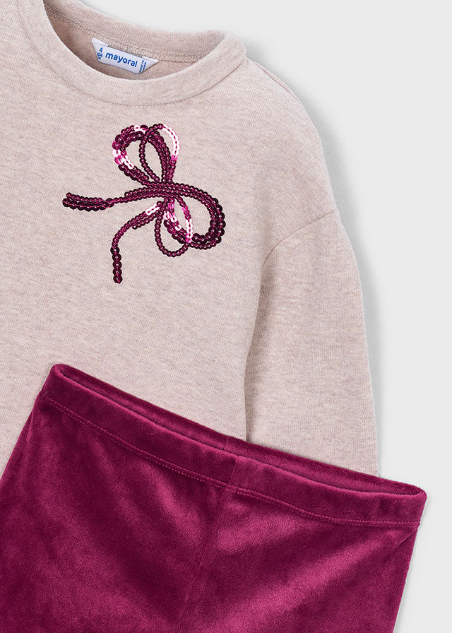 Conj. leggings laços - Framboesa