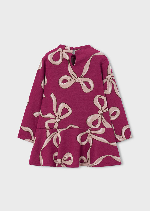 Vestido jaquard c/bolsa - Framboesa