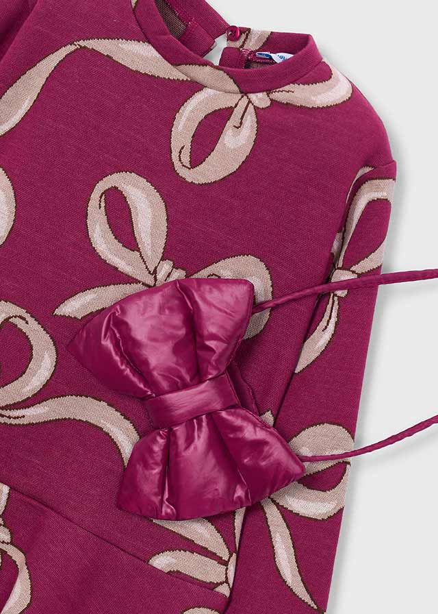 Vestido jaquard c/bolsa - Framboesa