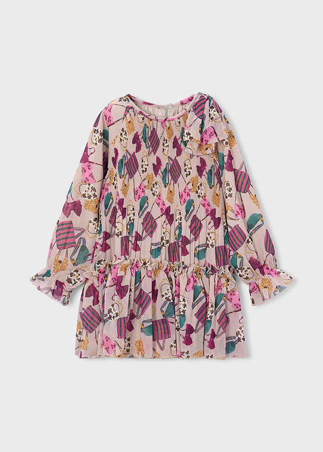 Vestido plissado estampado - V.garrafa
