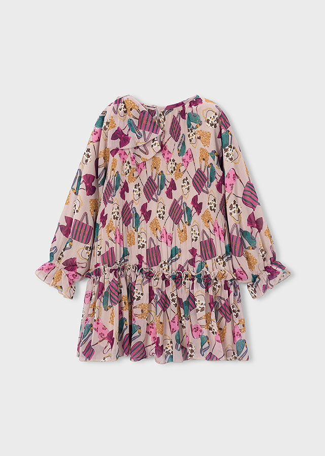 Vestido plissado estampado - V.garrafa