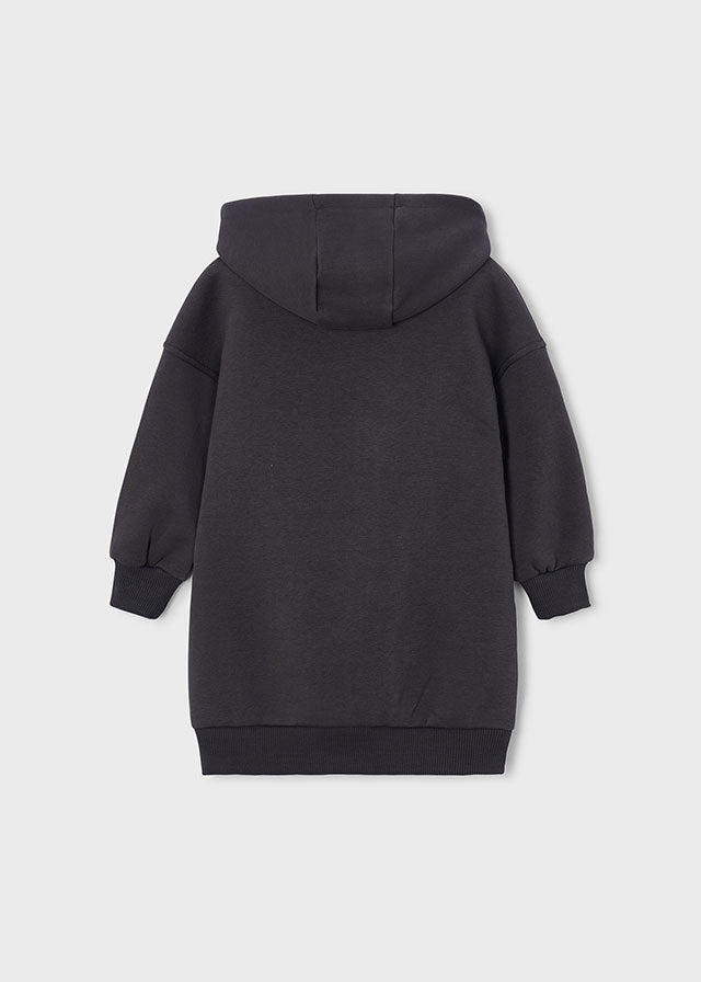 Vestido felpa carapuço - Carvão