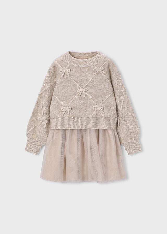 Vestido tricô comb. laços - Hojaldre