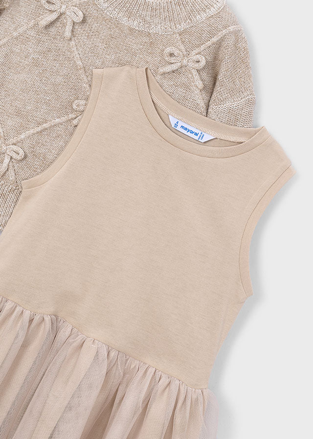 Vestido tricô comb. laços - Hojaldre