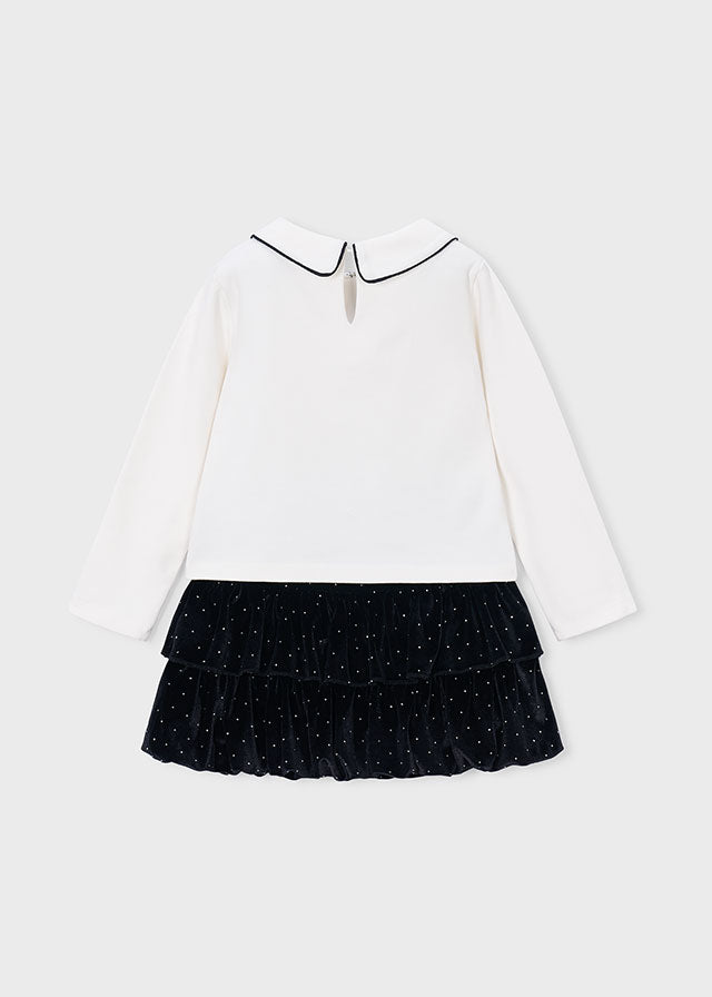 Conj. saia veludo strass - Preto