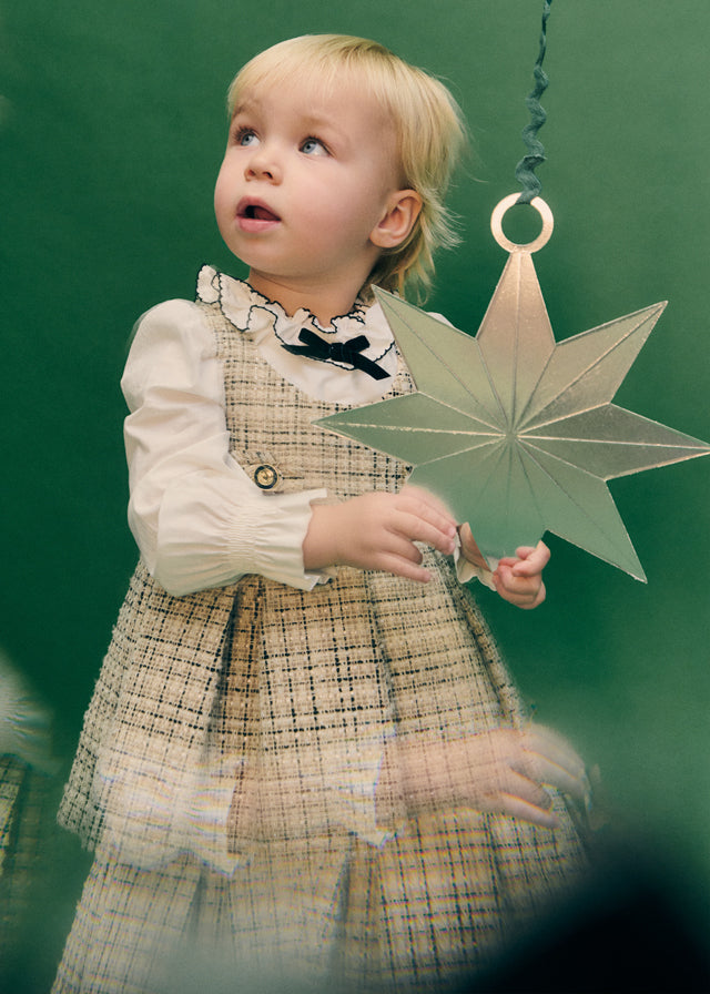 Vestido saia contrastes - Bege