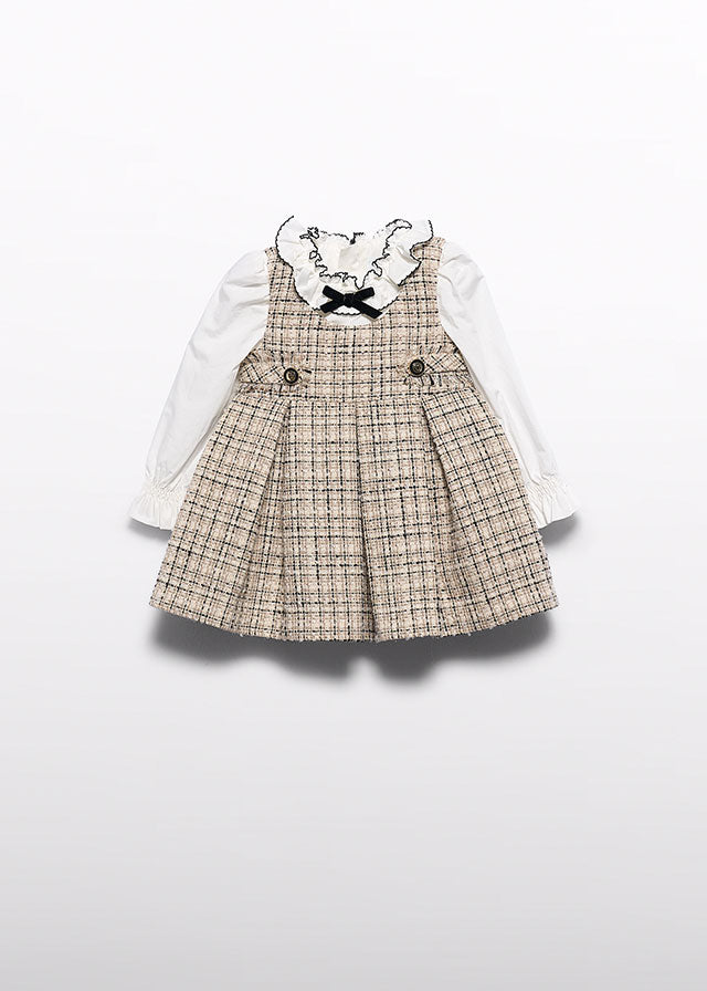 Vestido saia contrastes - Bege