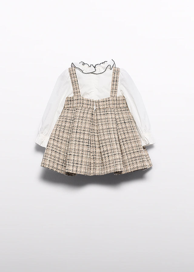 Vestido saia contrastes - Bege