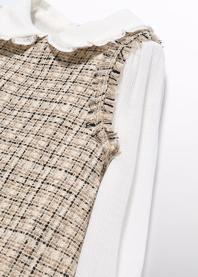 Saia de peito tweed - Bege