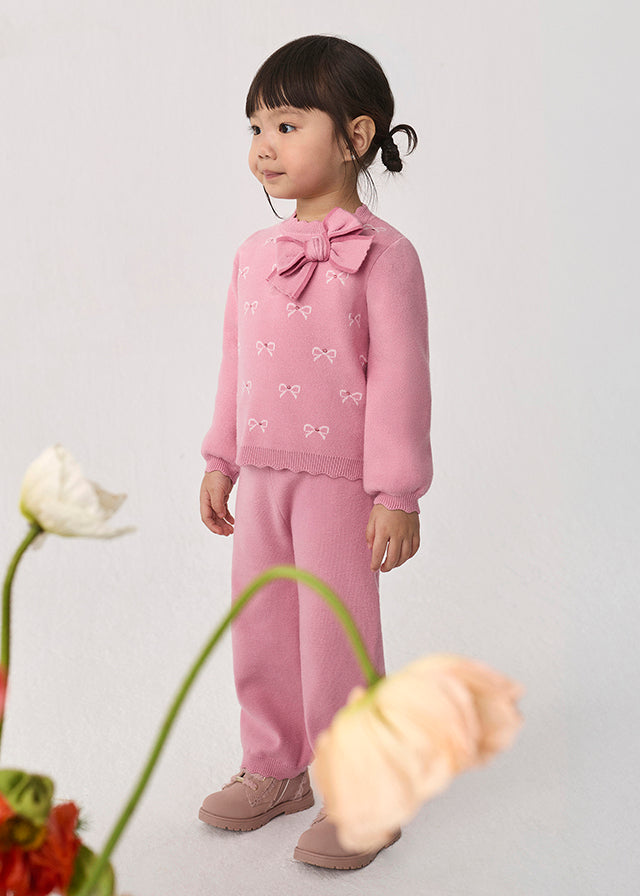 Conj. calça tricot - Rosa claro