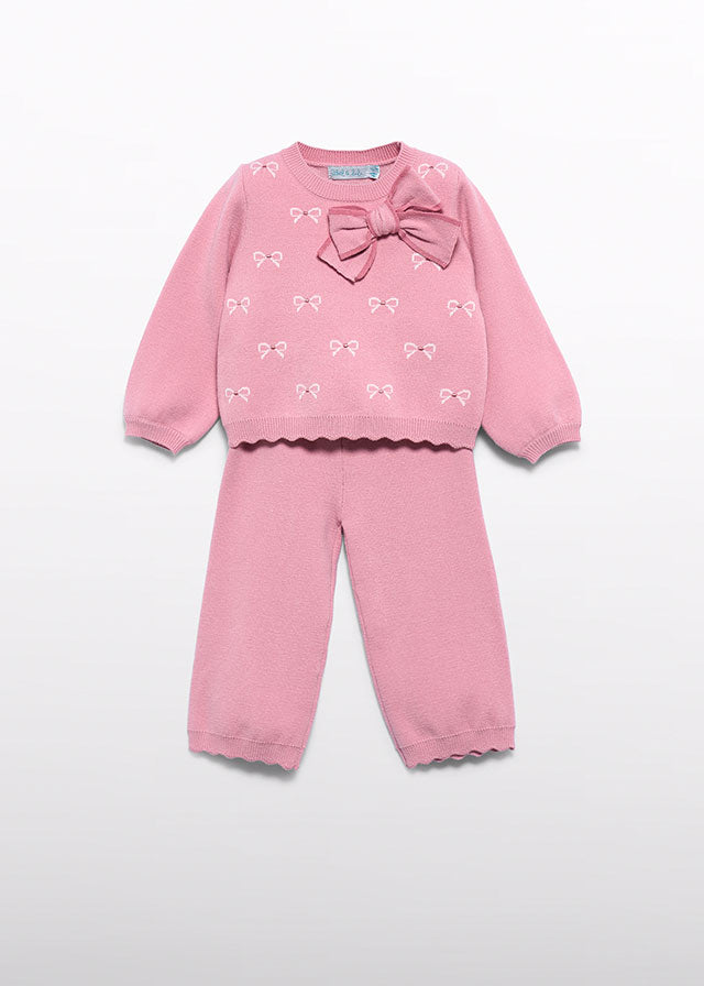 Conj. calça tricot - Rosa claro