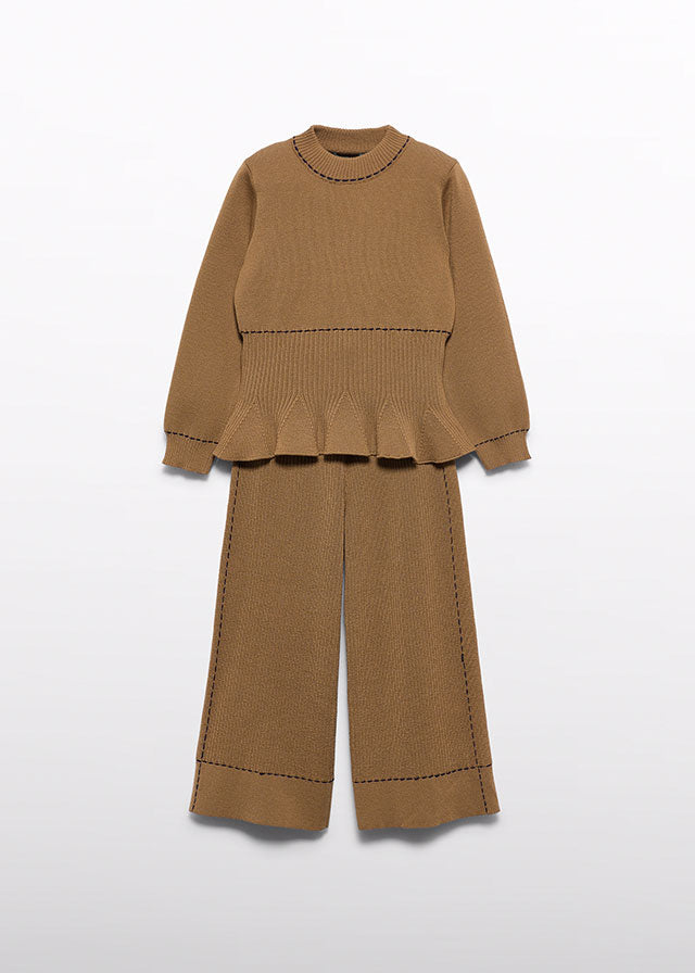 Conj. calça tricot - Camel