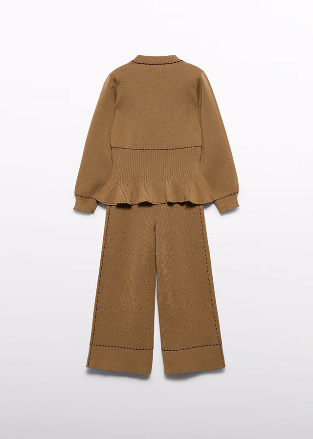 Conj. calça tricot - Camel