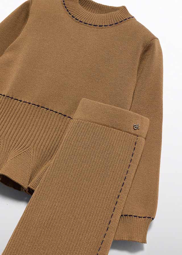 Conj. calça tricot - Camel