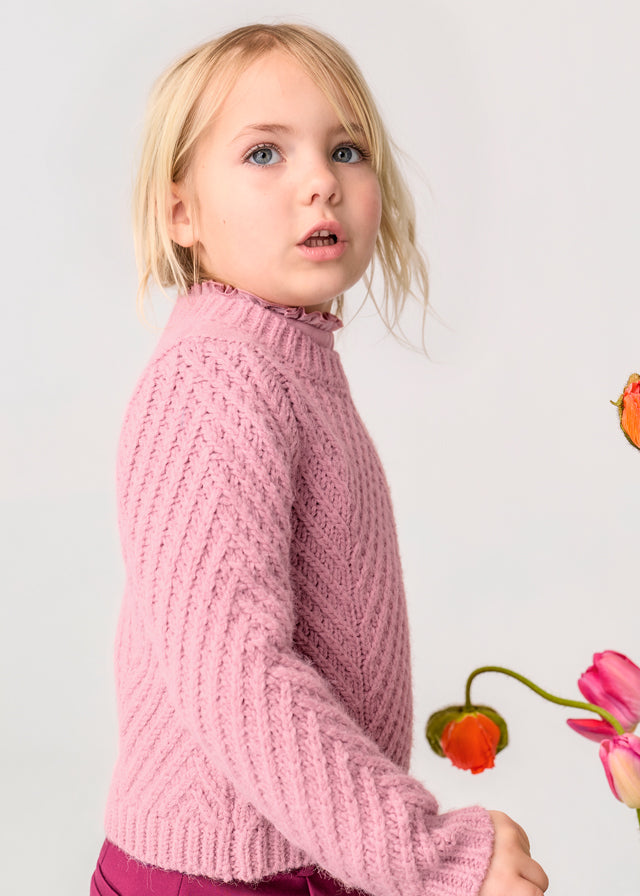 Jersey estruturado espiga - Rosa claro