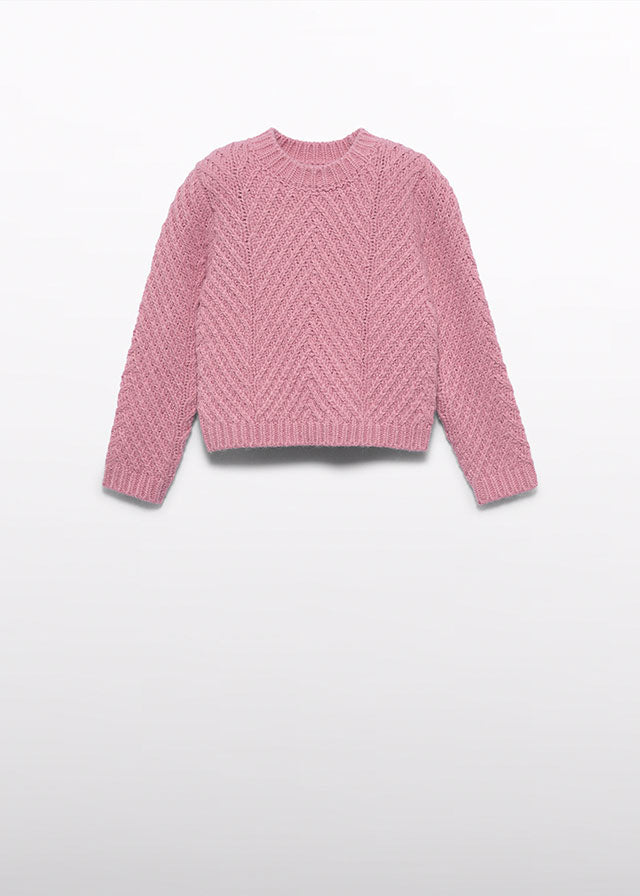 Jersey estruturado espiga - Rosa claro