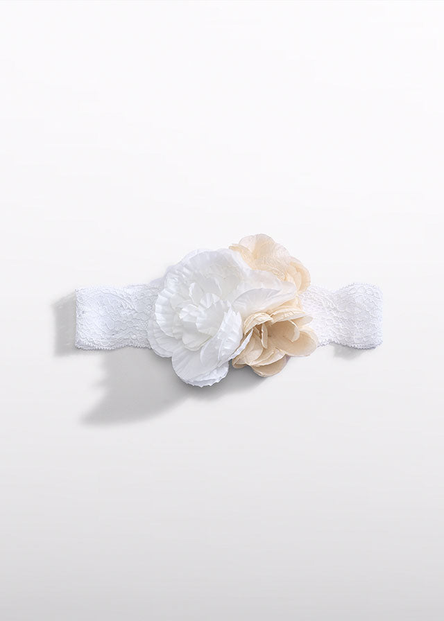 Fita cabelo flores - Nata