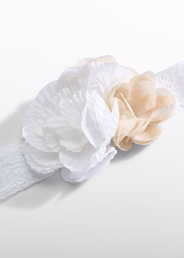 Fita cabelo flores - Nata