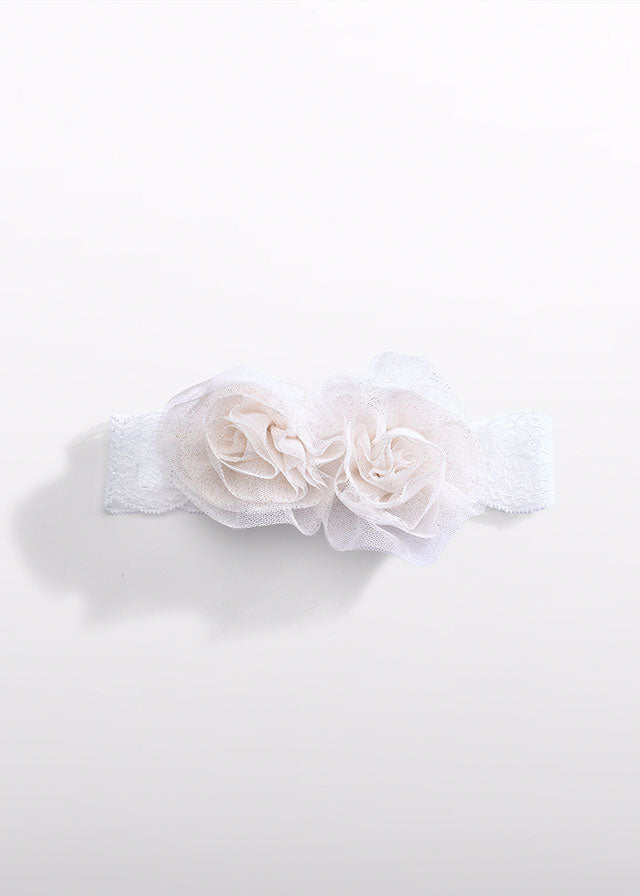 Fita cabelo flores - Champanhe