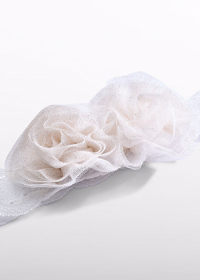 Fita cabelo flores - Champanhe