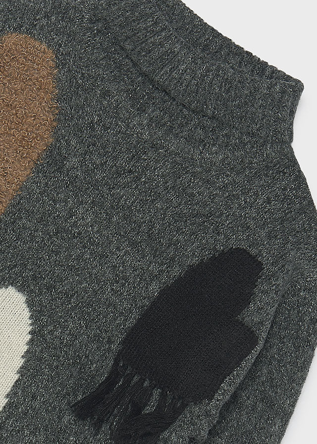 Jersey intarsia corações - Chumbo mou