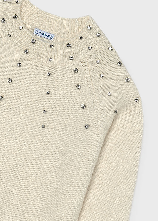 Jersey aplicações strass - Creme