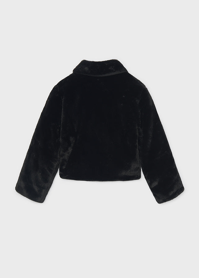 Casaco comprido de pelo - Preto