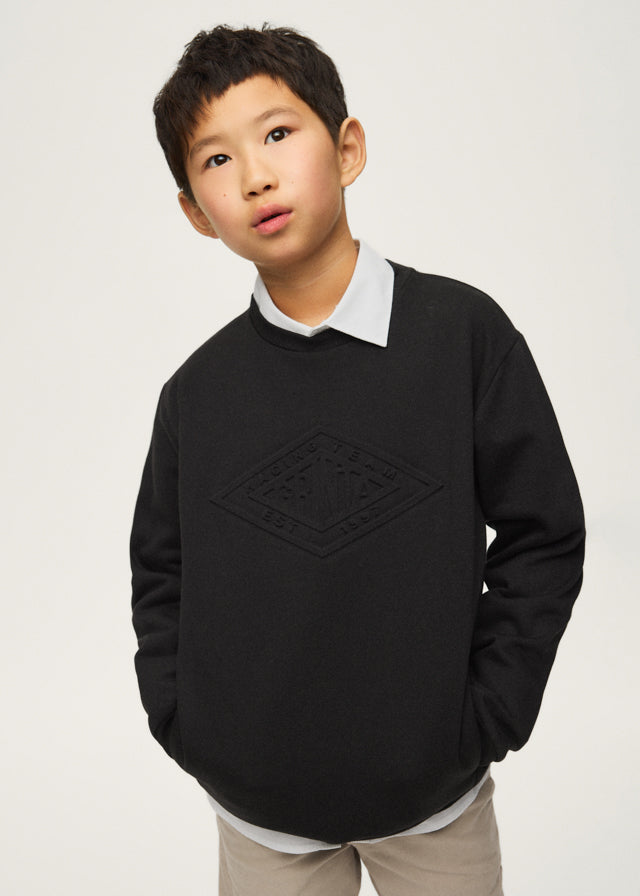 Sweat embossed s/carapuço - Preto