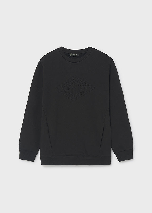 Sweat embossed s/carapuço - Preto